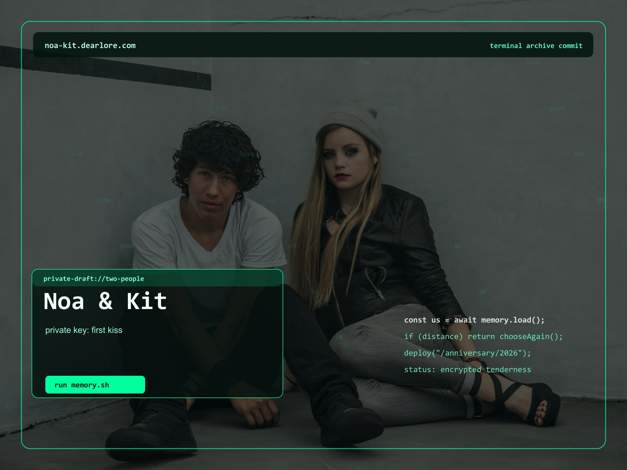 Generated hacker couple website demo